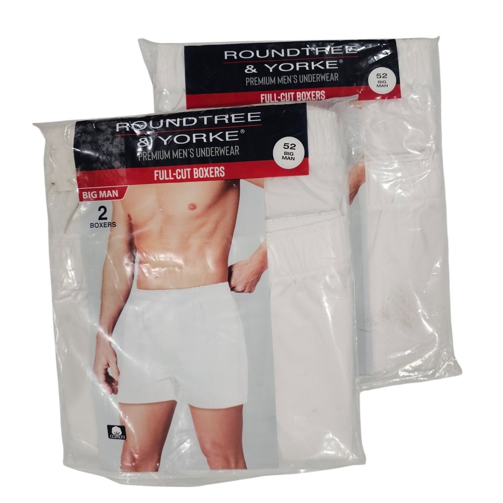 Lot of 2 Big Man Boxers Size 52 Roundtree & Yorke (4 Pairs) Full-Cut‎ Underwear